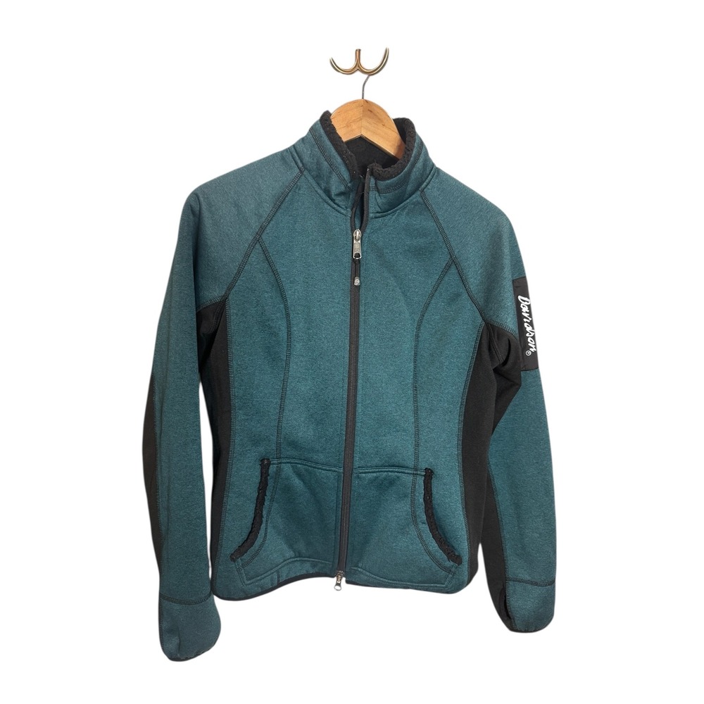 Harley Davidson Womens Teal‎ Black Full Zip Fleece Jacket Moto Size Medium